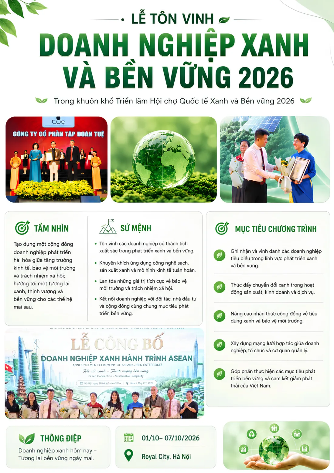 Thông tin Lễ tôn vinh Doanh nghiệp Xanh và Bền vững 2026
